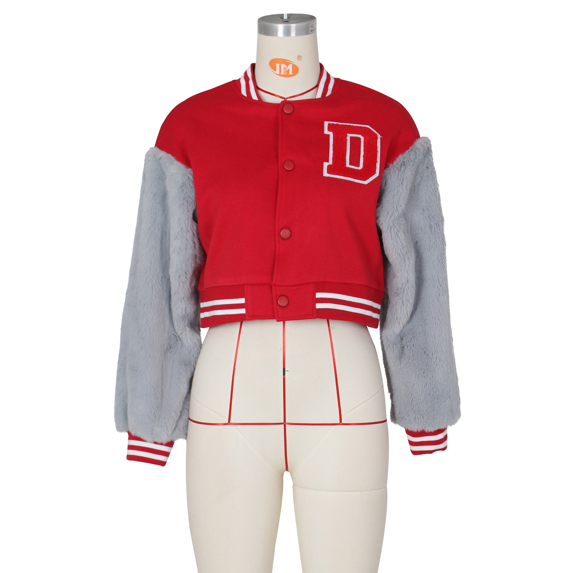 Damen Baseballjacke Mit Fellärmeln Für Den Lässigen Alltag_voghion.com