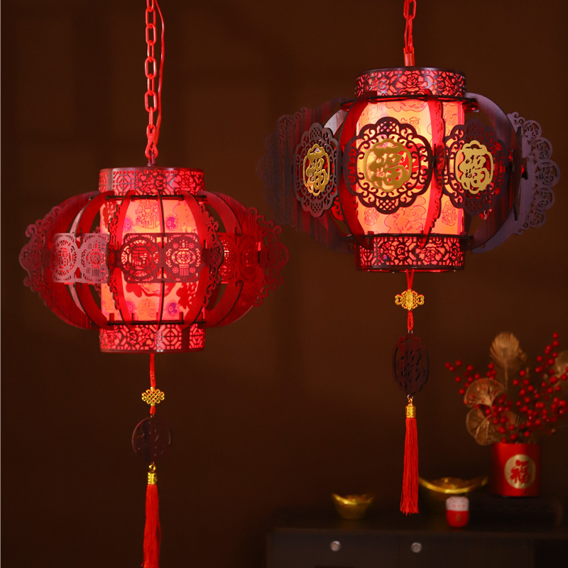 Año Nuevo giratorio caminando linterna dly Año Nuevo antiguo balcón linterna decoración linterna palacio puerta de linterna linterna roja candelabrada