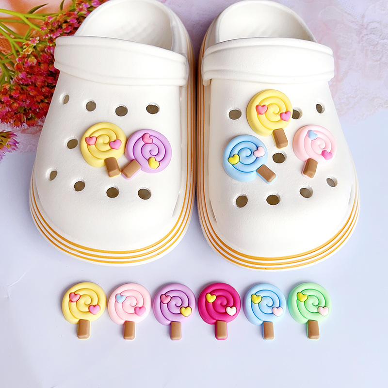 New hole shoes accessories shoe flower shoe buckle cute candy color lollipop pvc soft glue DIY garden shoes accessories