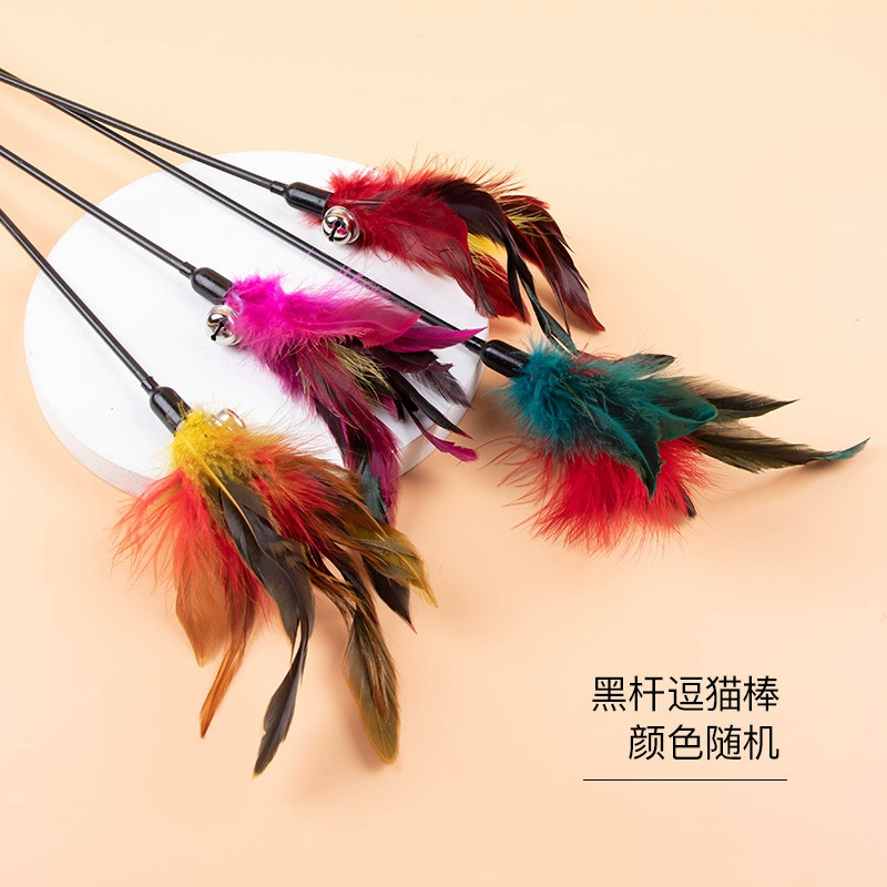 Fabricante spot ratón de lino palo de gato divertido poste de madera con campana auto-alivio gato juguetes suministros para mascotas