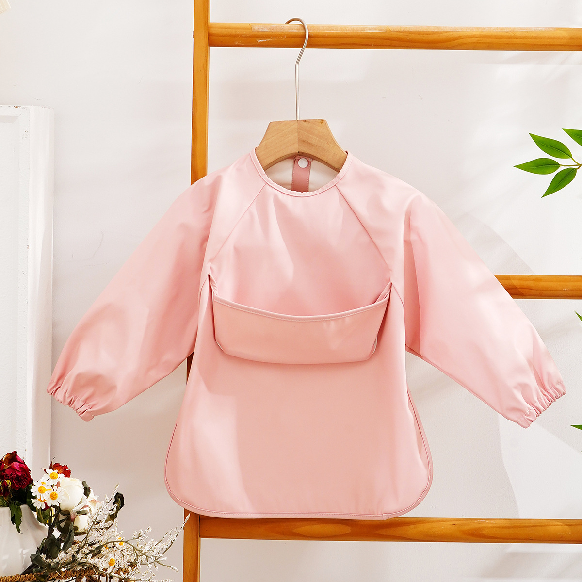 Danés PU impermeable de manga larga para niños mono anti-fouling buena limpieza bebé comiendo babero bebé babero anti-sucio alimentación
