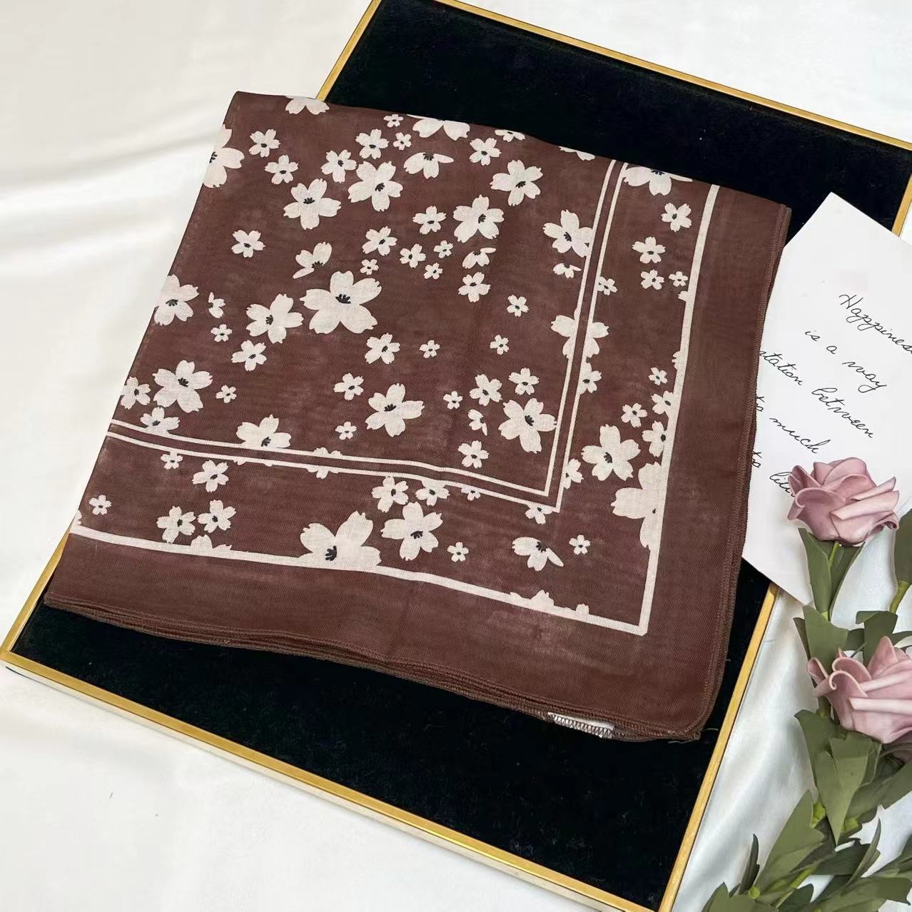 60g Weight Kerchief Classification Daily Occasion cotton and linen Material Flower Pattern Summer Season Women's Gender IG Style Style Women's IG Style Flower Cotton And Linen Kerchief 86