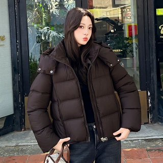 可拆卸帽短款棉服女立领拉链横绗充绒加厚保暖小个子冬季面包棉袄