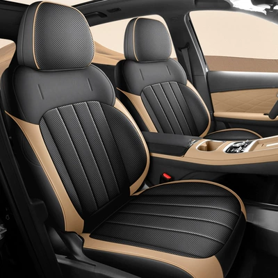 Modelə uyğun (Original) oturacaq örtükləri 7 Seat Cover Discovery - black-brown-standard-version-five-seater-dedicated-to-starhip-7-all-inclusive-front-row-half-pack-in-rear-row