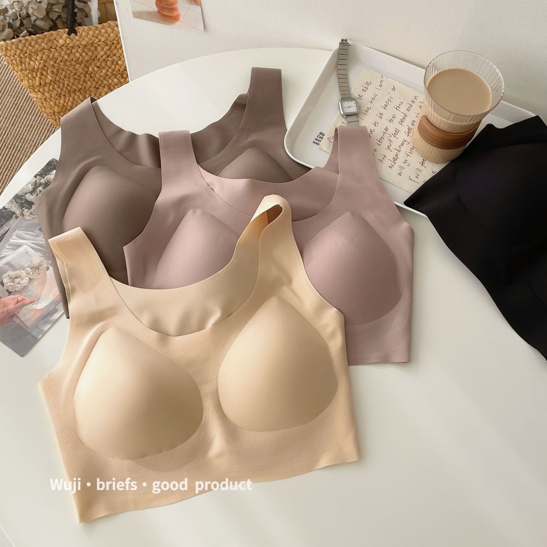 U-shaped bra traceless underwear one-piece sports ringless gathering sleep breathable vest-style beautiful back bra