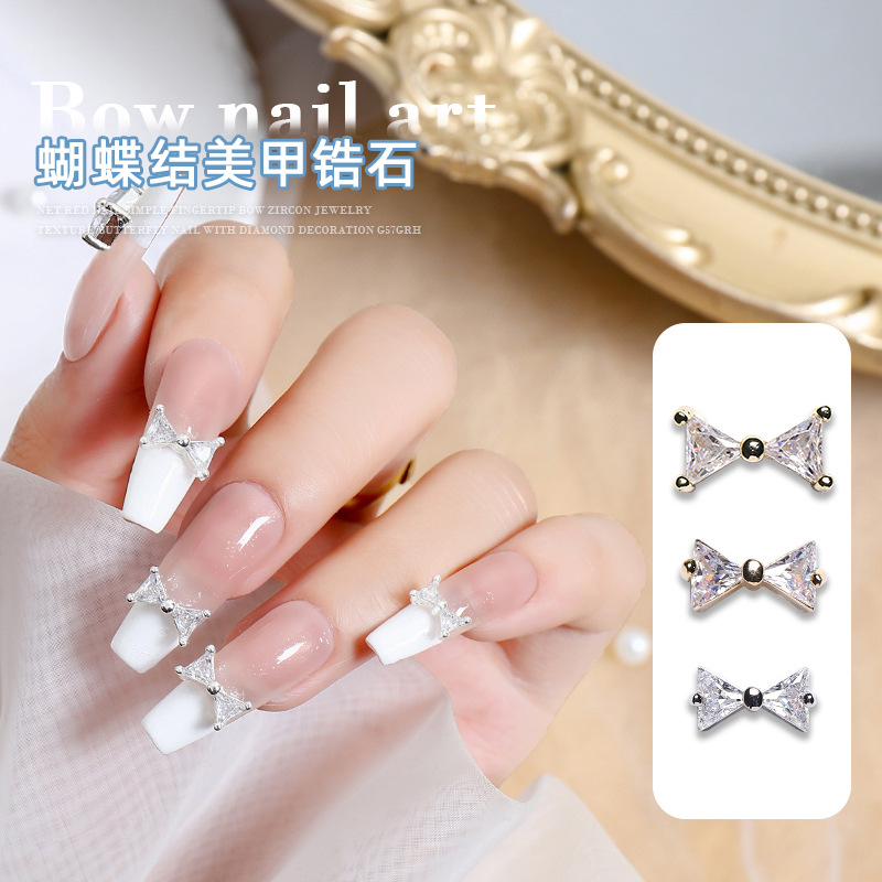 En LÍNEA DE MANICURA de la celebridad francés arco tridimensional uñas fototerapia avanzada cristal decorativo tamaño pequeño metal joyería diamante circón