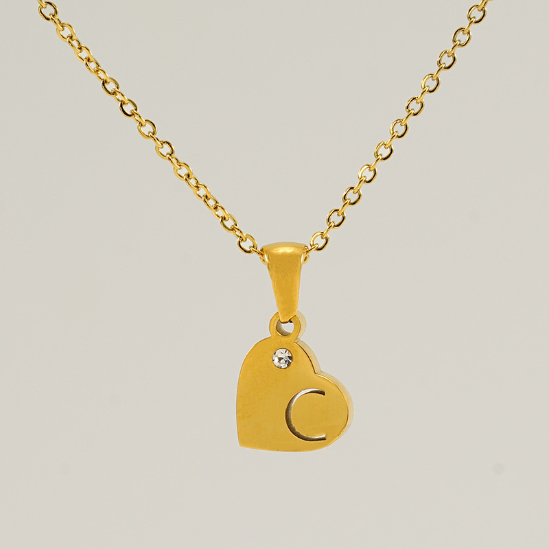 Europa y los Estados Unidos viento acero titanio amor colgante de diamantes 18K letras inglesas hueco collar de clavícula de acero inoxidable mujer
