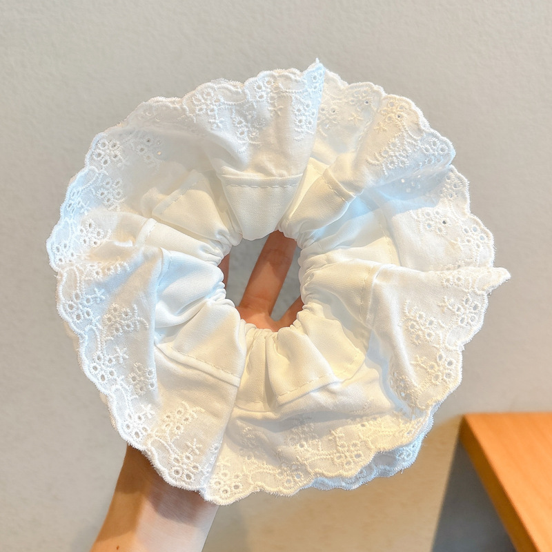 Primavera nueva corbata de pelo de intestino grueso para niños accesorios para el cabello de encaje dulce niña cabeza de bebé flor cuerda para la cabeza tocado de cuerda para el cabello japonés