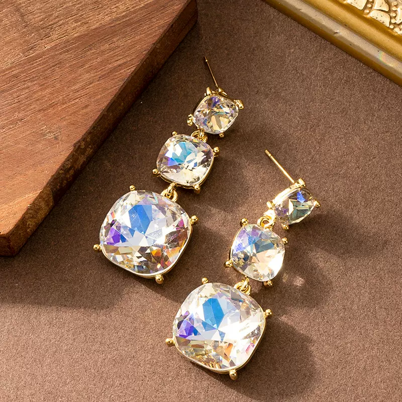 欧美跨境爆款时尚镶锆石流苏耳环女气质甜美高级感显脸瘦耳饰