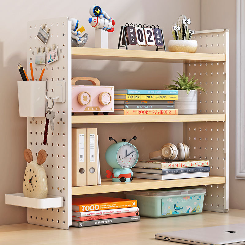 Desktop Storage Rack Perforated Board Desk Bookshelf Office Workstation Multi-Layer Storage Rack Student Iron Finishing Rack