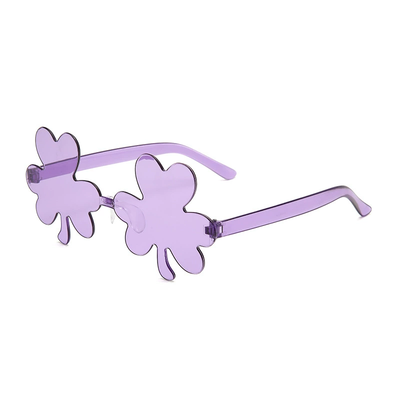 2024 new net red clover European and American personality trend -free frame colorless dance party candy color glasses