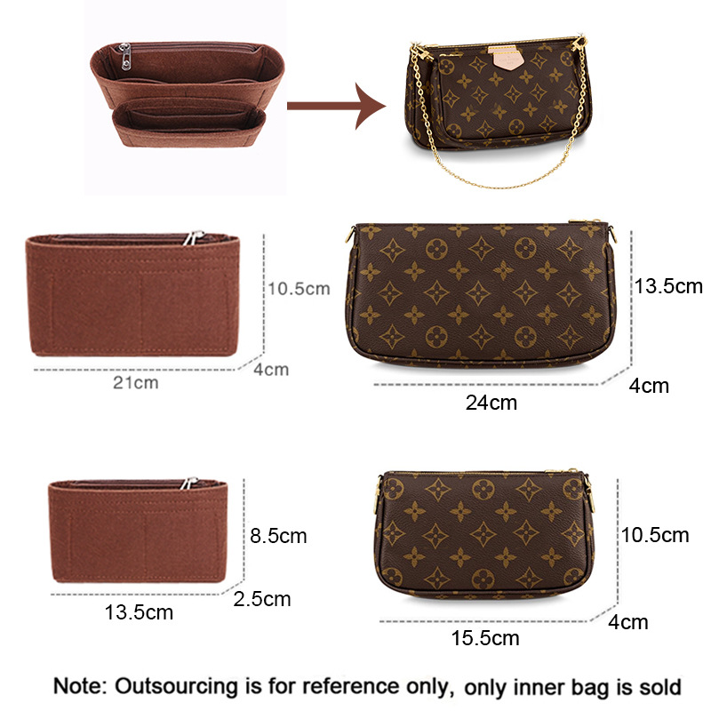 Transfronterizo adecuado para LV mahjong bolsa de mensajero forro de fieltro de almacenamiento en forma de soporte y bolsa de acabado bolsa media bolsa interior