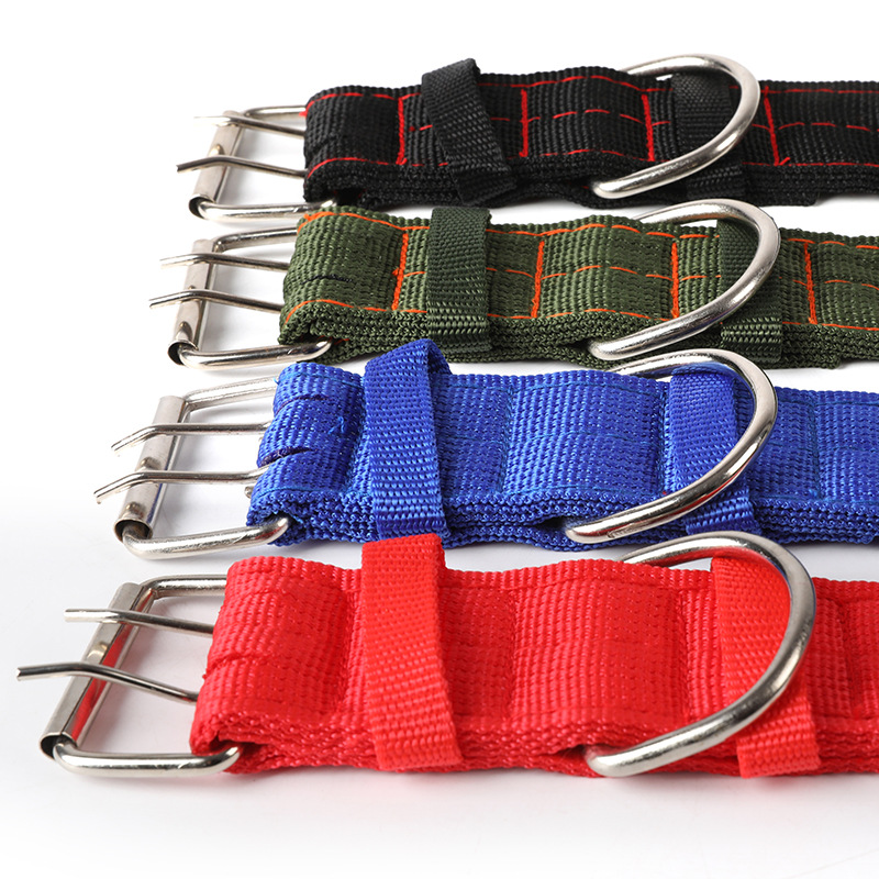 Collar de tracción táctica para perros medianos y grandes 4 capas de collar de nylon grueso para perros collar de mascota ajustable ensanchado