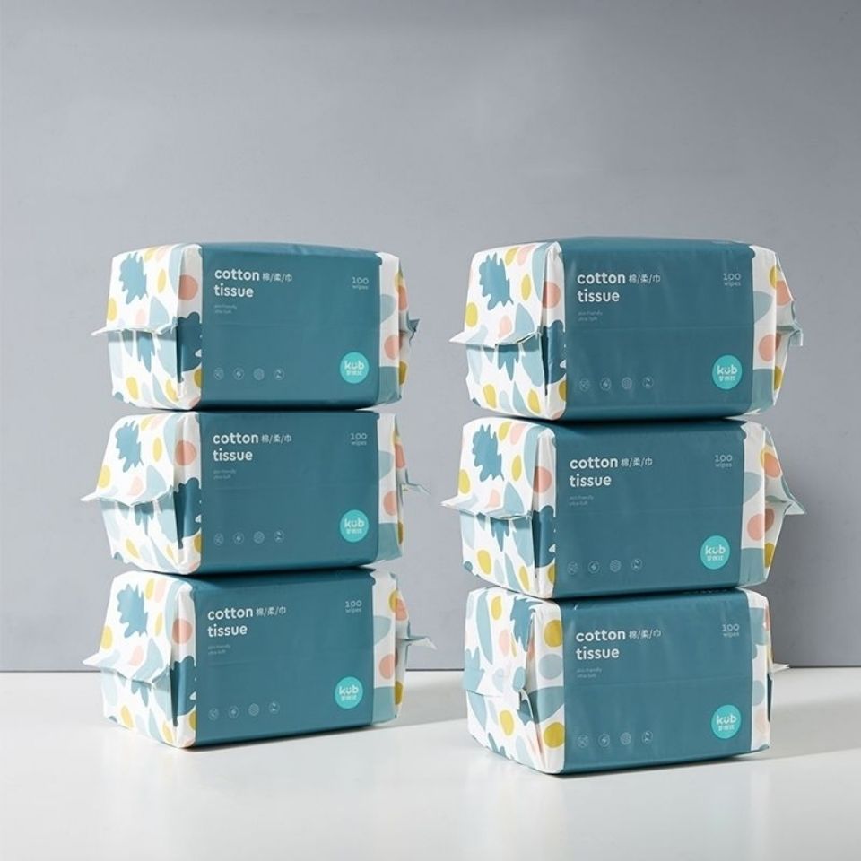 [100 cigarettes*12 packs] Keyobi baby cotton soft wipes for wet and dry uses thickened removable disposable face washcloths