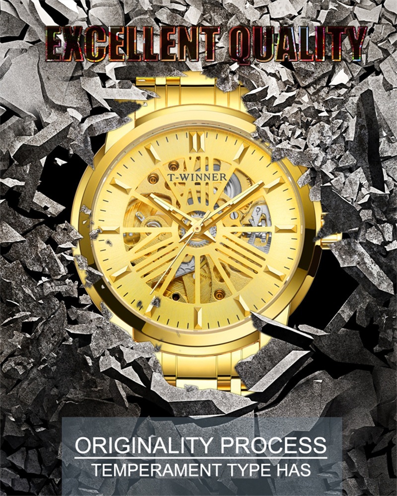 Mechanical Men's Watch With Round Dial And Luminous Hands_voghion.com