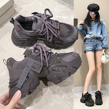 大码女鞋41-43胖脚欧范亮片松糕老爹鞋女秋冬时尚厚底情侣运动鞋