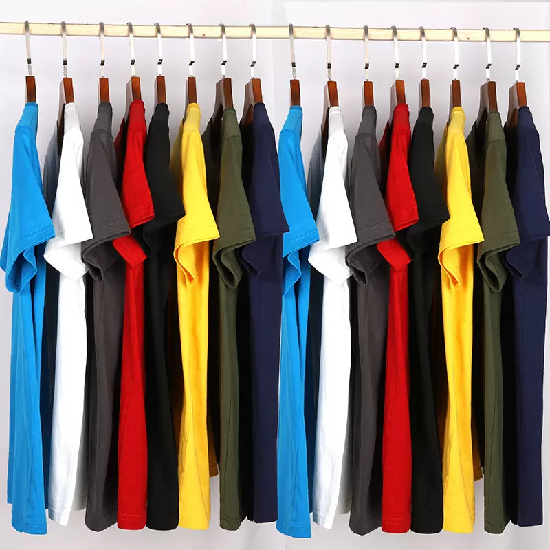 精梳棉CVC圆领套头宽松休闲宽松T恤男可印花广告衫文化衫上衣工装