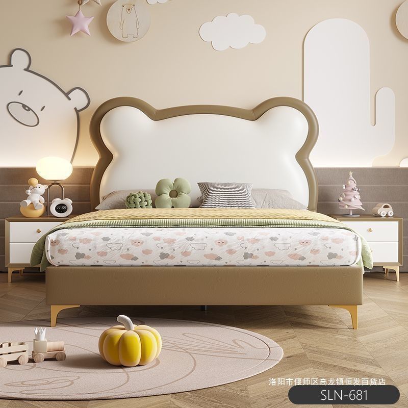 Soft-Packed Solid Wood Bed Children's Bed Boy Girl Single Bed European Style Children's Internet Celebrity Simple Modern Cloud Soft-Packed Bed