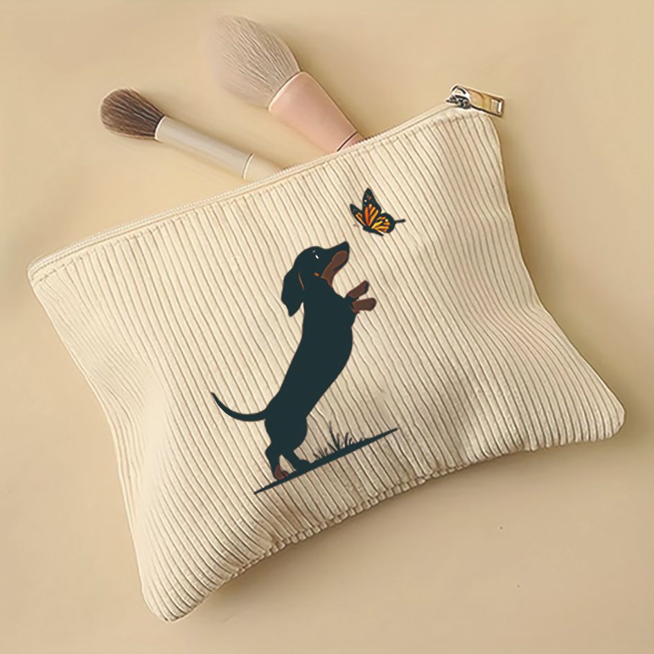Amazon TEMU ganso cachorro animal serie patrón de velcro zipper bolsa de maquillaje ligera
