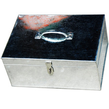 F2CZ铁皮钱箱铁箱箱子带锁工具盒子不锈钢长方形铁收纳小收银的箱