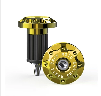 Motorcycle Handlebar Plug Modified Motorcycle Handle Cover - a-pair-of-printed-handles-with-plugs-gold
