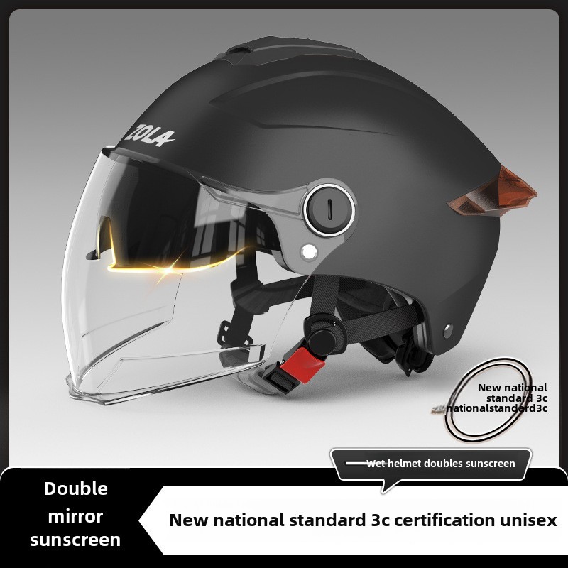 Ny nationell standard 3C-certifiering dubbelspegel elektrisk motorcykelhjälm dam batteri bil halvhjälm sommar solskyddshjälm_voghion.com