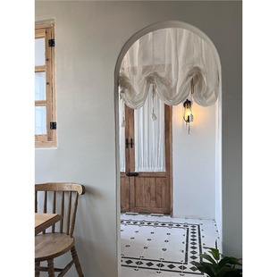 Japanese Style Linen Lift Curtain Curtain Curtain Arched Door Curtain Retro Roman Curtain Velcro Half Curtain Lace Lifting Curtain Partition