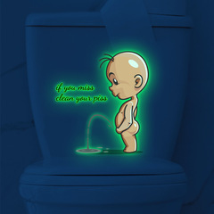 カモン楽しい夜光トイレステッカー子供用おしっこトイレステッカー装飾ステッカー自己粘着装飾卸売壁ステッカーPVC
