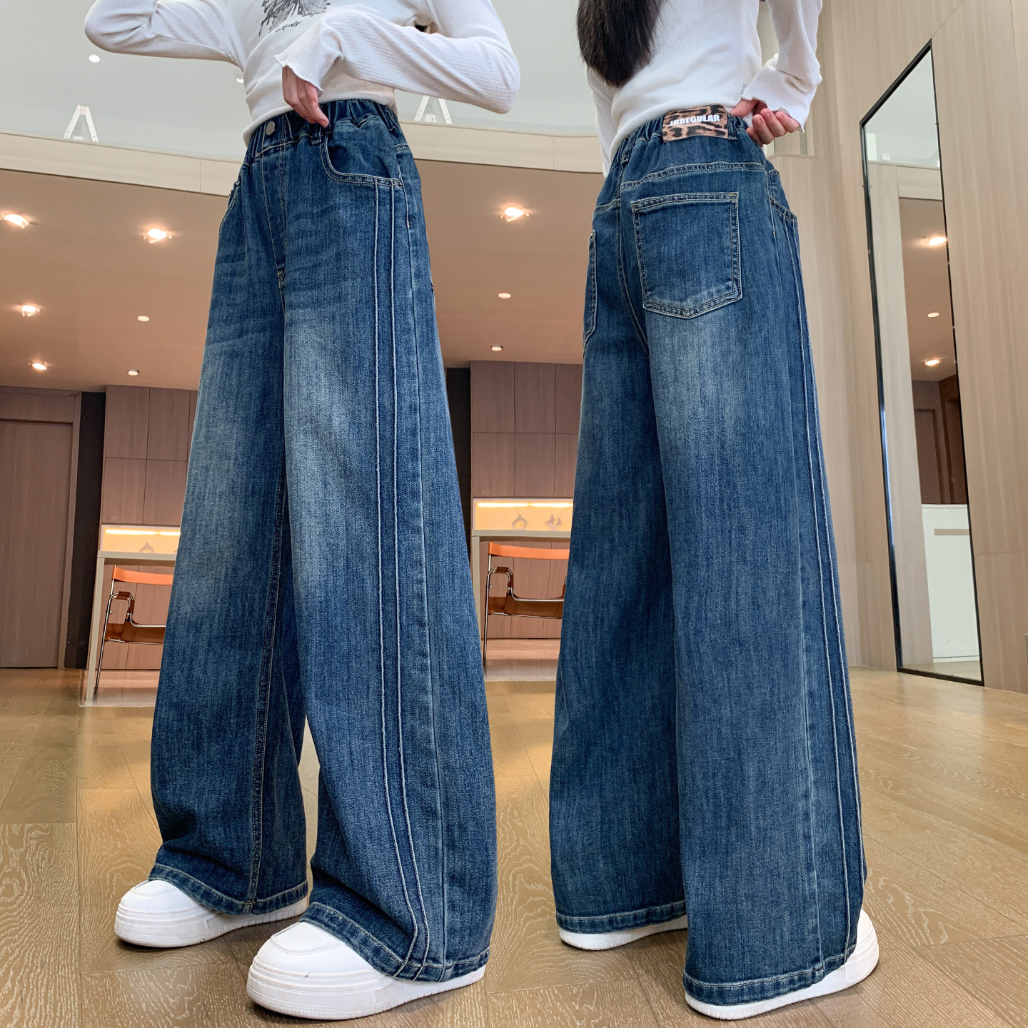 女童春秋宽松牛仔裤2026新款儿童裤子女孩秋装女大童直筒休闲长裤