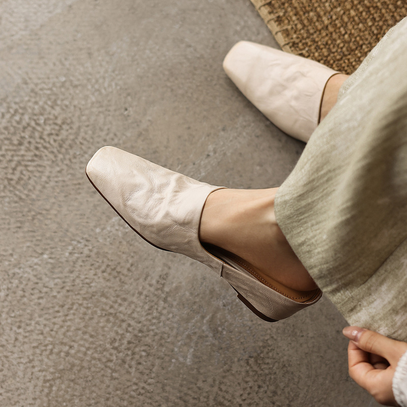 Cross-Border Genuine Leather Women's Shoes, First-Layer Sheepskin, 5cm Wedge Heel, 2026 Summer New Retro Simple Style Closed-Toe Slippers for Women Cross-Border Genuine Leather Women's Shoes, First-Layer Sheepskin, 5cm Wedge Heel, 2026 Summer New Retro Simple Style Closed-Toe Slippers for Women