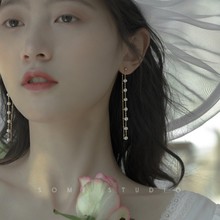 珍珠耳环女长款韩国气质ins网红一款3戴无耳洞显脸瘦不褪色