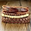 Vnox Mix 4Pcs/ Set Braided Wrap Leather Bracelets for Men W