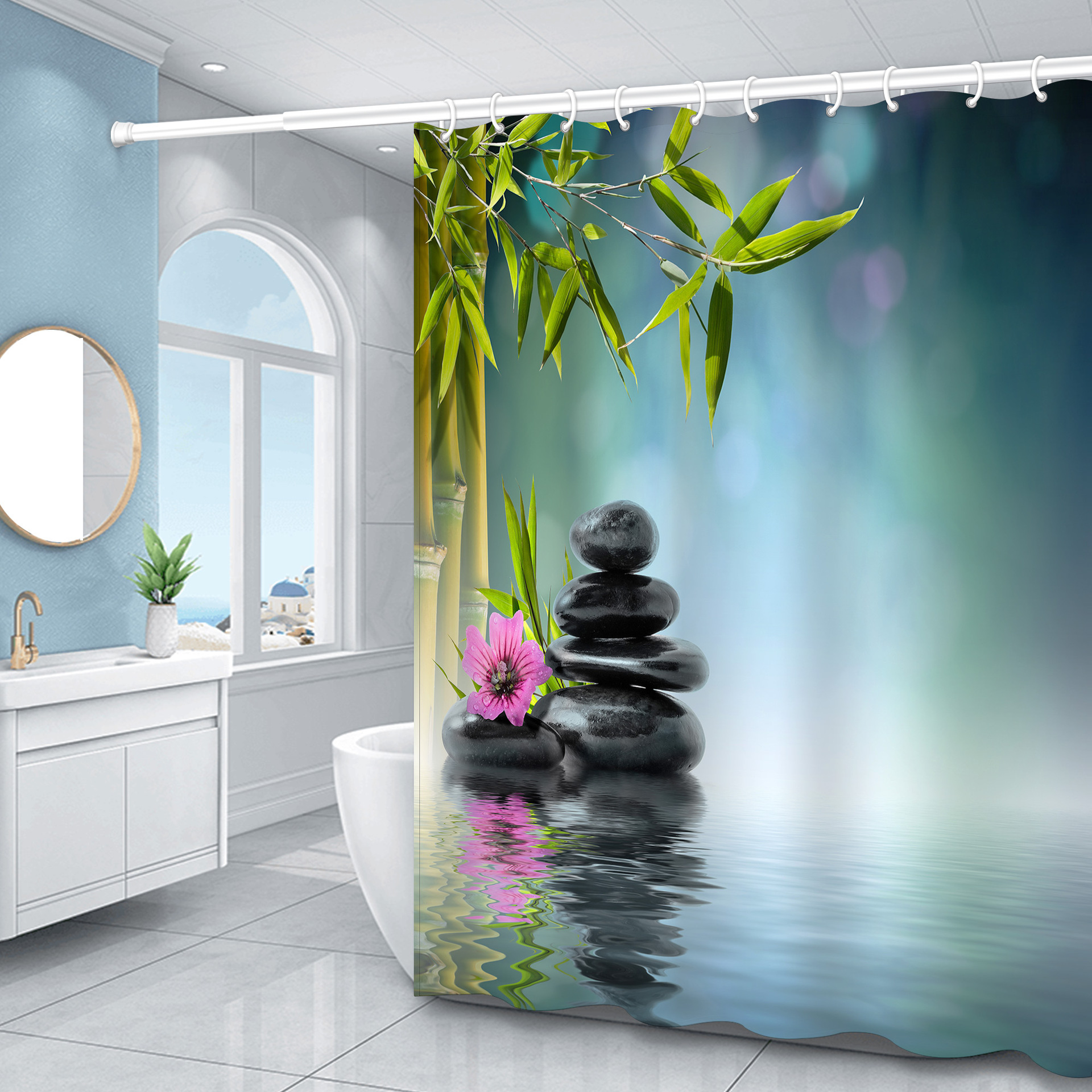 加厚免打孔浴帘