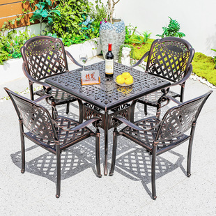 Courtyard Leisure Outdoor Tables and Chairs Cast Aluminum Night Market Shopping Mall Tables and Chairs Balcony Leisure Commercial Street Outdoor Tables and Chairs