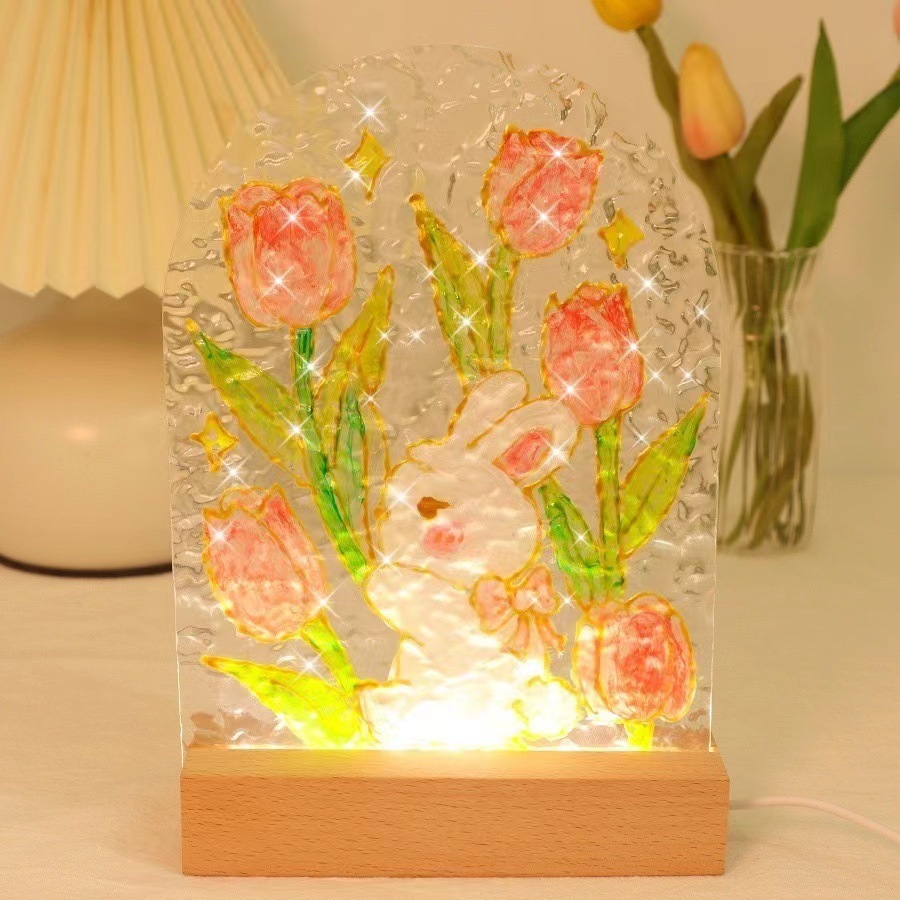 En línea celebridad tulipán noche luz LED dormitorio ins sueño cumpleaños qixi regalo niña flor linterna