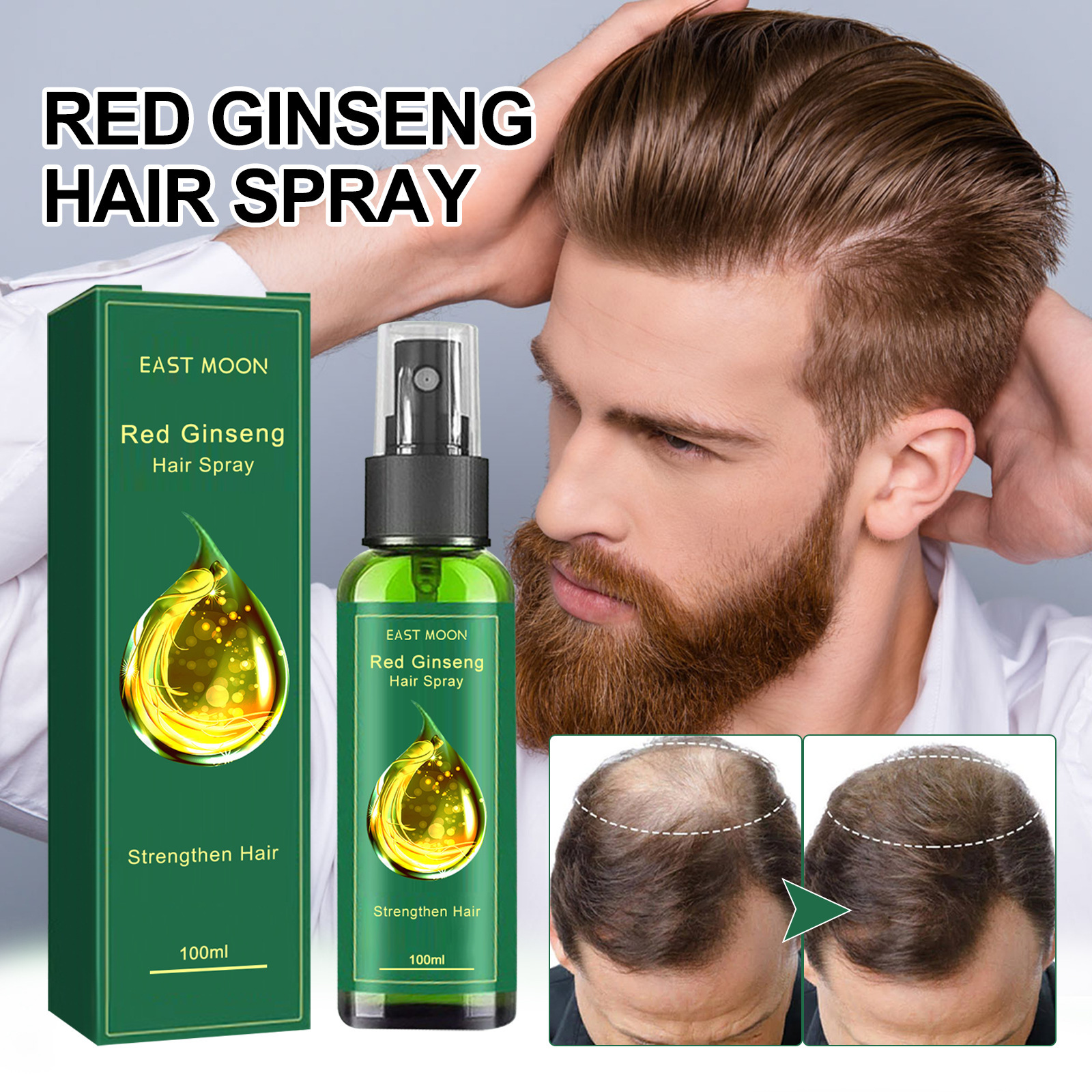 Cheveux denses East Moon pour prévenir la perte, hydratation ferme, cheveux forts et épais, massage du cuir chevelu, spray de soin capillaire_voghion.com