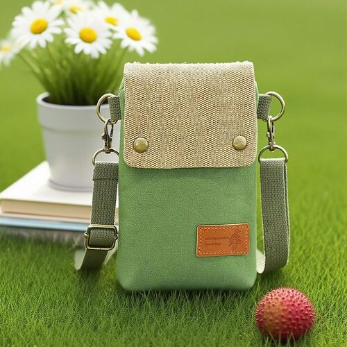 Export commodity solid color canvas 3-layer crossbody phone bag, minimalist fabric women's bag