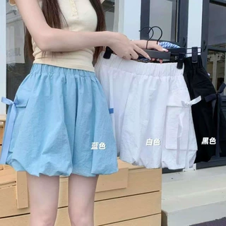 新款小众设计蝴蝶结花苞半身裙女夏季小个子高腰显瘦A字短裙潮ins