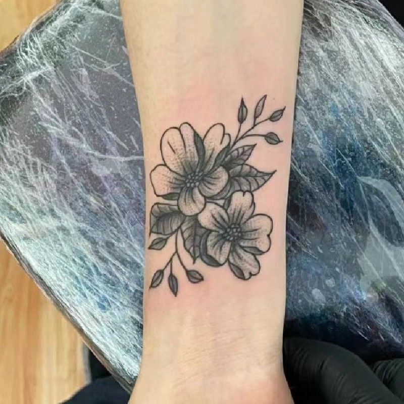Herbal Cherry Blossom High Color Value Ins Sweet Cool Arm Juice Line Tattoo Waterproof and Long Lasting