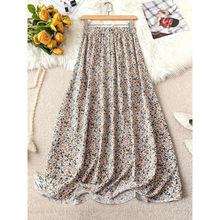 Q 15504 Floral High Waist Midi Skirt ���������黨��ȹ