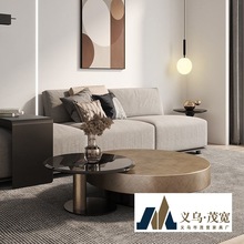 意式轻奢极简现代设计师小户型圆形不锈钢客厅茶几钢化玻璃边几