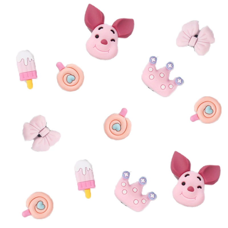 Розовые поросята ins ветряные пещерные туфли аксессуары DIY пещерные туфли цветочные туфли ПВХ мягкие резиновые садовые туфли украшения