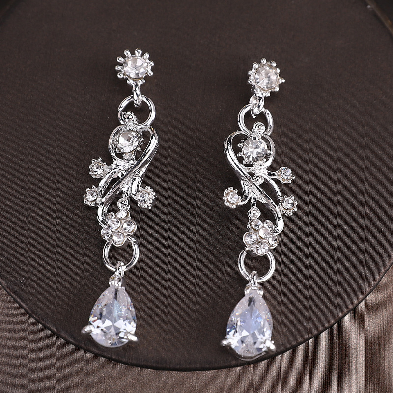 Bridal Zircon Necklace And Earrings Set For Wedding Accessories_voghion.com