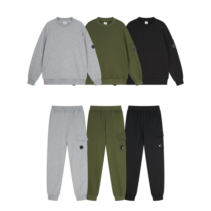Cross-Border Cp Lens Men's Loose Solid Color Round Neck Pullover Terry Sweatshirt Jacket Casual Suit Youth Trendy Brand Men