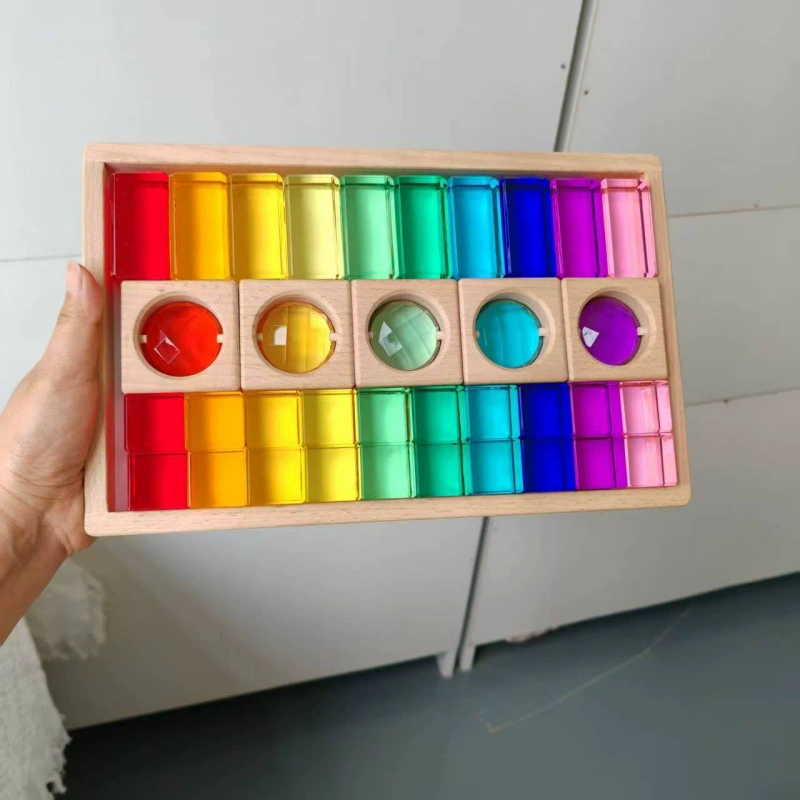 Акриловый конструктор Радужный Куб, игрушка для детского сада с камнями, 29×29×2,5 см, наборы опций
