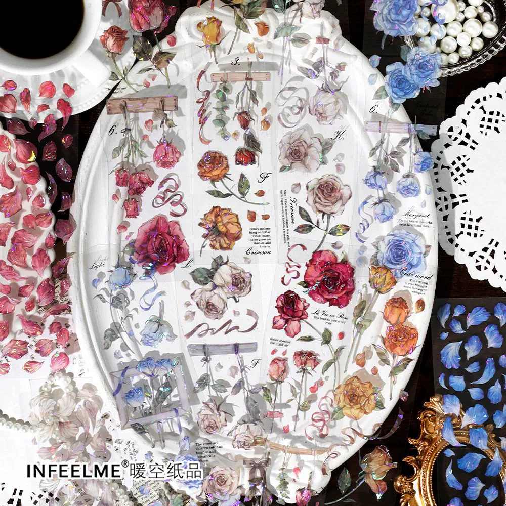 Infeel.Me оболочка светлая ПЭТ трехсегментная длинная лента из розы в прошлом серии 3 листа в 4 выбранных лент
