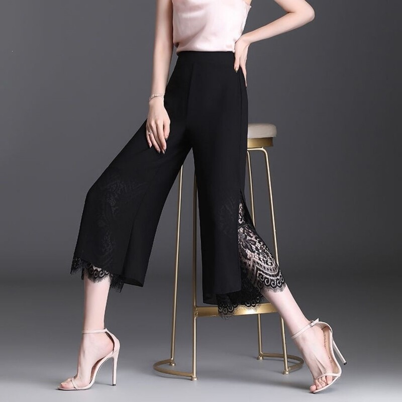 Chiffon Wide-Leg Pants for Women, New Style for Petite Figures, Summer Thin Version, Drapey and Flowy, High-Waisted, Slimming, Cropped Pants