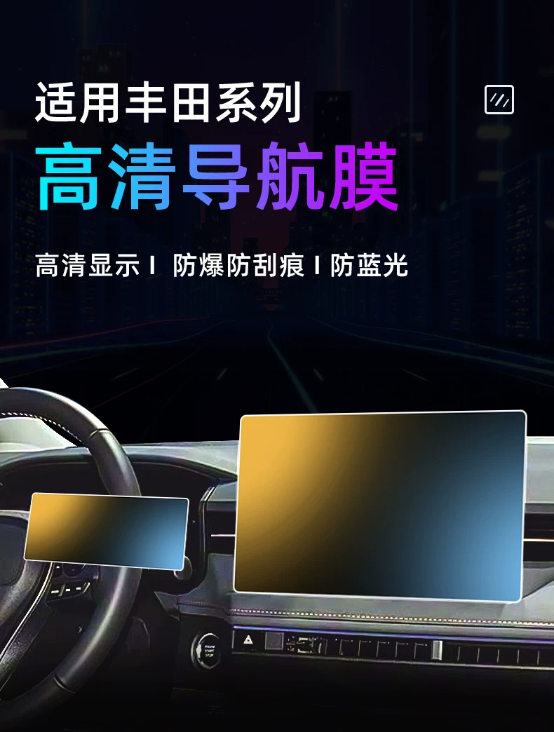 Suitable for 26 models of Toyota Corolla: tempered glass screen protector for the central control system, car navigation screen, and instrument panel
