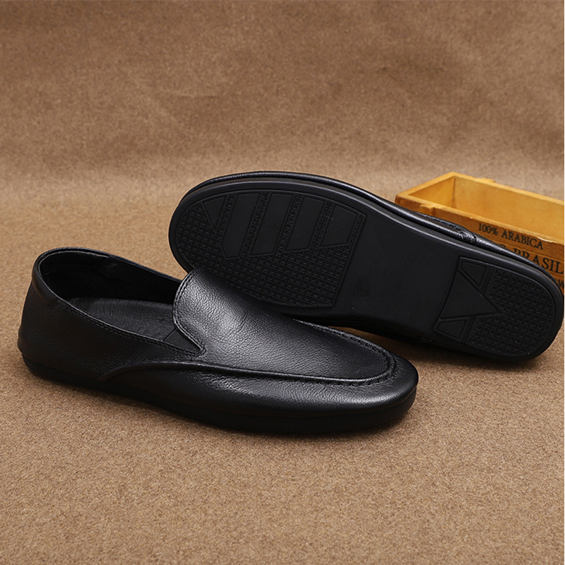 2022新款男士休閒商務皮鞋頭層牛皮柔軟橡膠底時尚正裝時尚男鞋