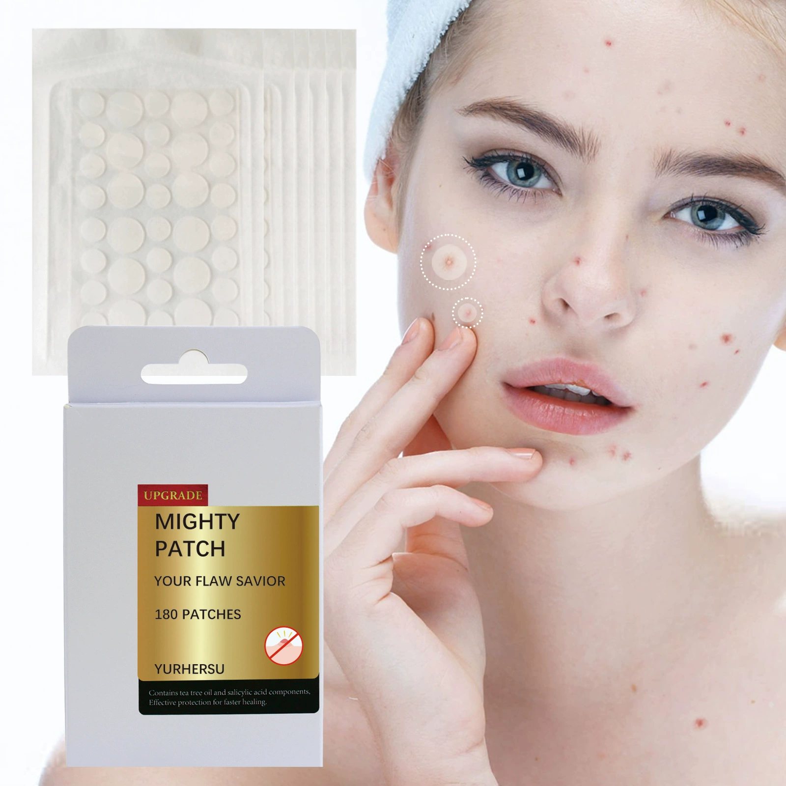 Пластырь от прыщей YURHERSU Snail Acne Patch: уменьшает акне, восстанавливает кожу, очищает от прыщей, невидимый консилер, индивидуальная упаковка